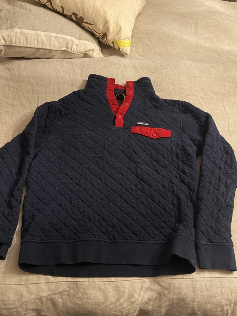 Patagonia Organic Cotton Snap-T Pullover – Navy/Red – Size M